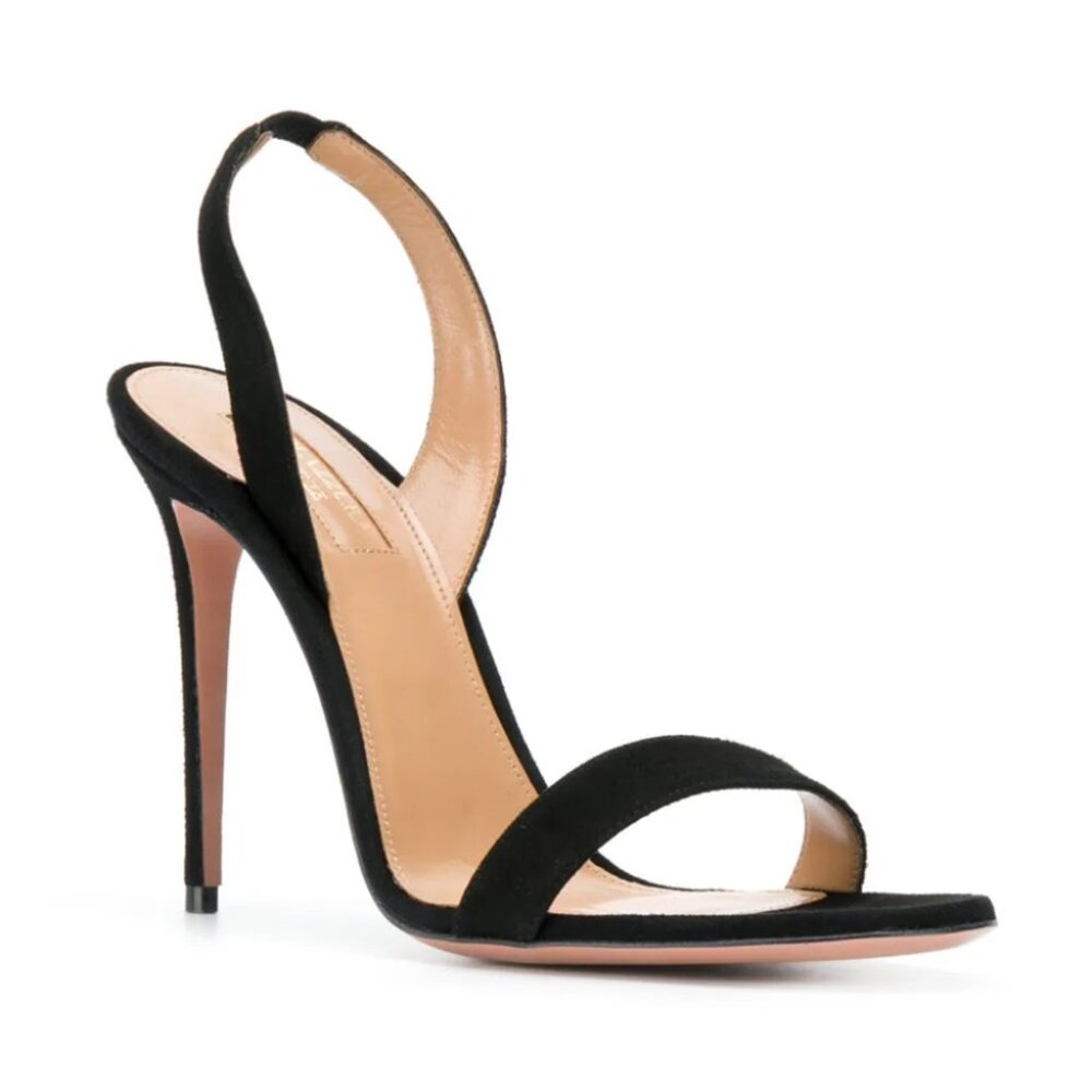 Aquazzura So Nude 105mm Heel Sandal Black Suede 38.5